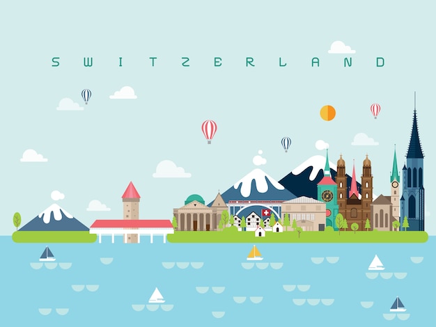 Suiza Famous Landmarks Infographic