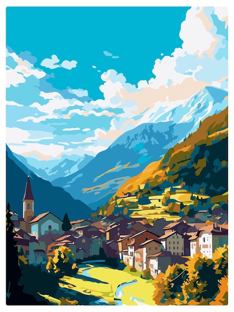 Suiza Poster de viaje vintage Impresión de arte de pared recuerdo Tarjeta postal retrato Ilustración WPA