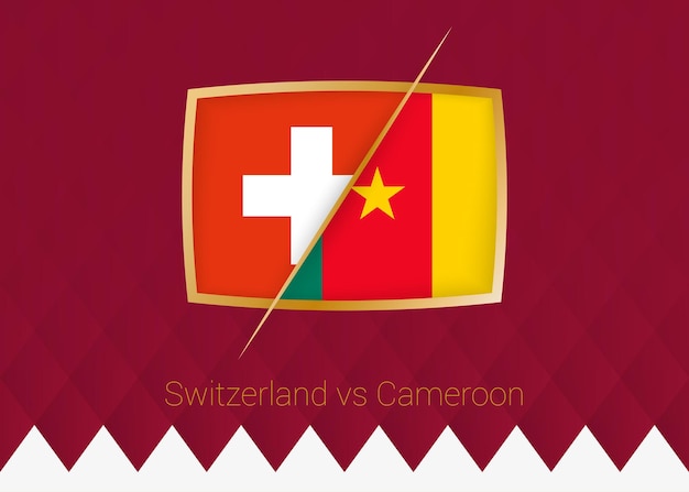 Suiza vs Camerún icono de la fase de grupos de la competición de fútbol sobre fondo burdeos