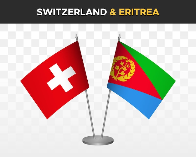 Suiza vs eritrea escritorio banderas maqueta aislado 3d vector ilustración bandera de mesa suiza