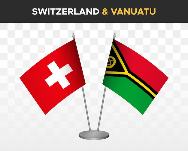 Suiza vs vanuatu escritorio banderas maqueta aislado 3d vector ilustración bandera de mesa suiza