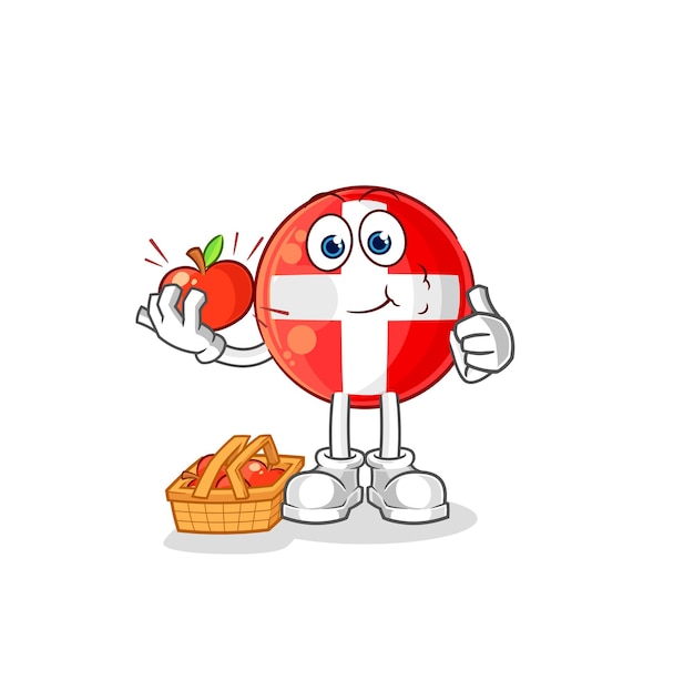 Suizo comiendo un vector de caracteres de ilustración de manzana