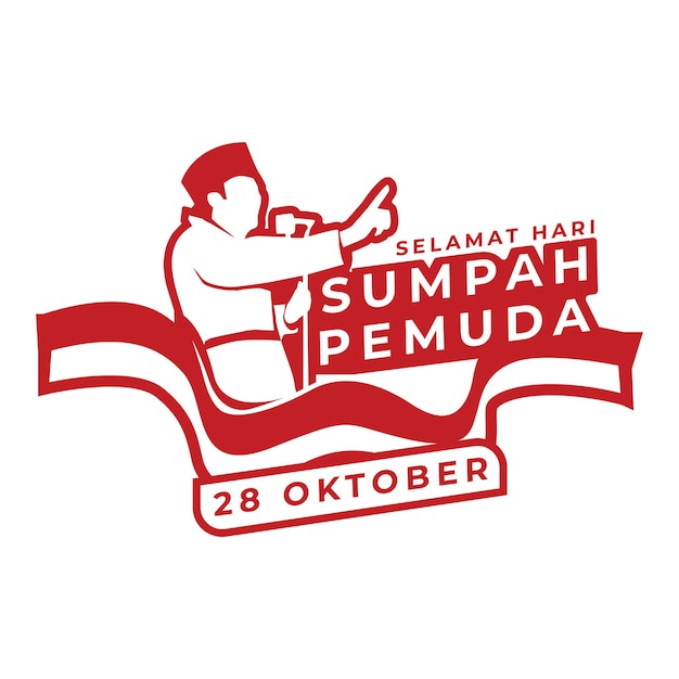 Vector sumah pemuda diseño del logotipo del 28 de octubre declaración de héroe de la juventud indonesia