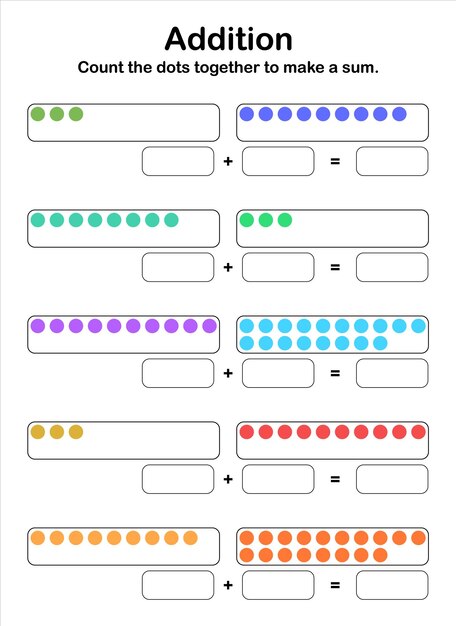 Sumas hasta 40. Cuenta los puntos juntos para hacer una suma.
