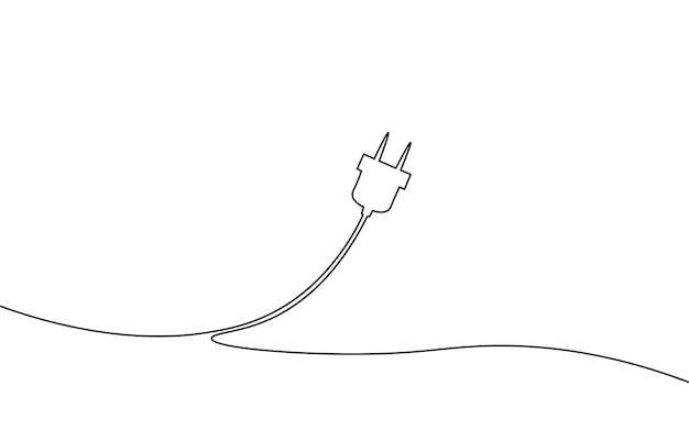 Suministro eléctrico recargable de almacenamiento de energía de enchufe de arte de línea continua. Carga del concepto de tecnología de la industria del símbolo del icono de la batería del teléfono inteligente. Dibujo a mano dibujo ilustración vectorial.