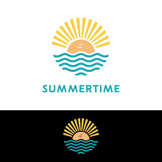 Summer Beach Sunset Beach con luz en el aire Inspiración para el diseño de logotipos