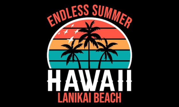 Summer Hawaii Beach Adventure ilustración vectorial y colorido diseño de camisetas.