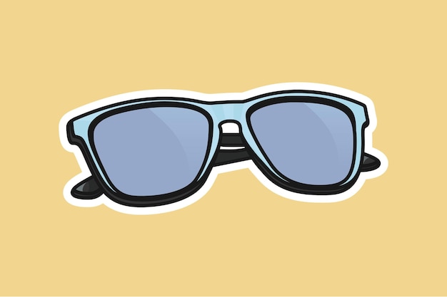 Summer Shiny Blue Sun Glasses Ilustración vectorial de pegatinas Concepto de icono de objeto de gafas de verano