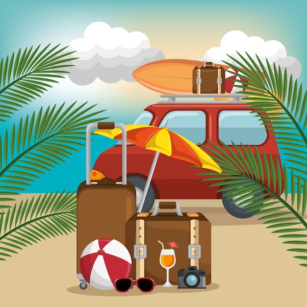 Vector summer vacattions set icons