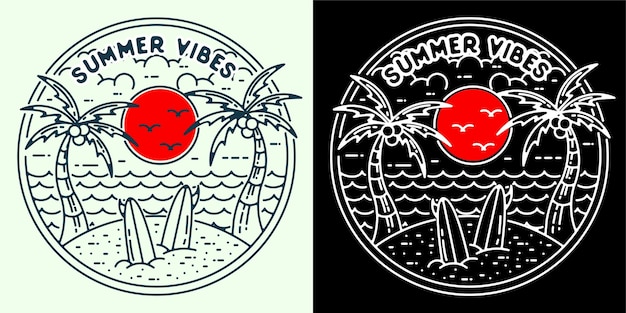 Summer vibes 2 logo monoline para logo badge tattoo sticker o retro vintage