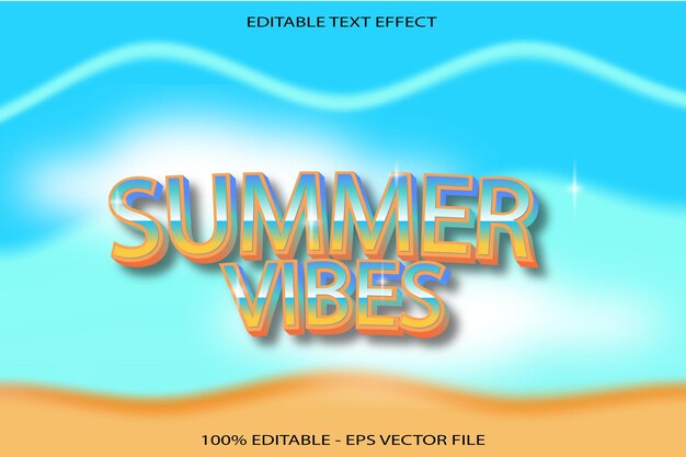 Summer Vibes Efecto de texto editable Diseño de estilo 3D Gradien