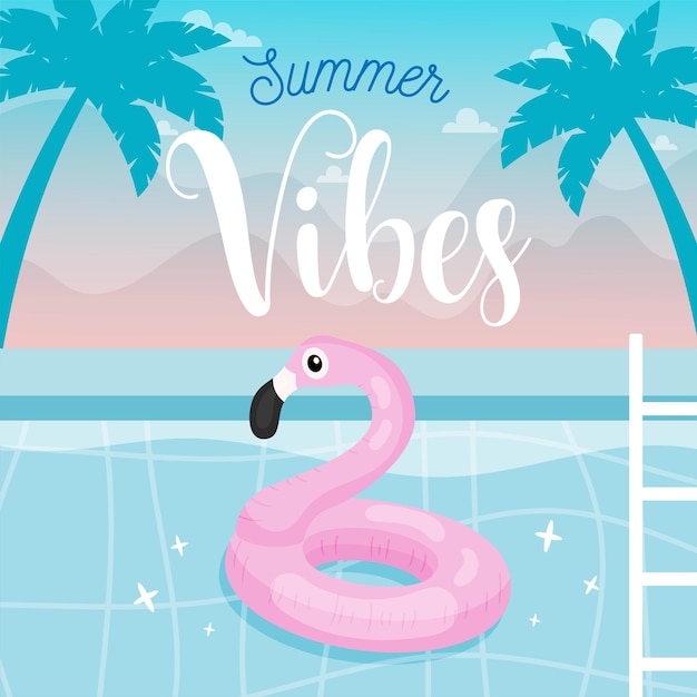 Summer Vibes flyer tarjeta Vector ilustración concepto