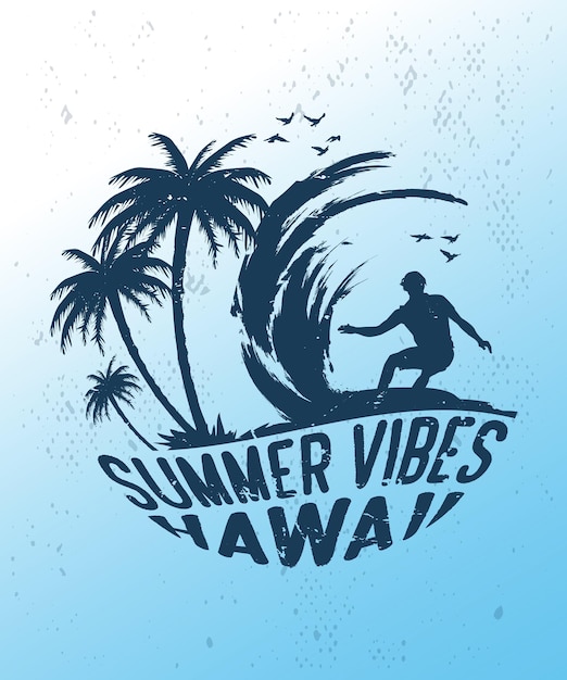 Summer Vibes Hawaii surf Diseño de camiseta vintage