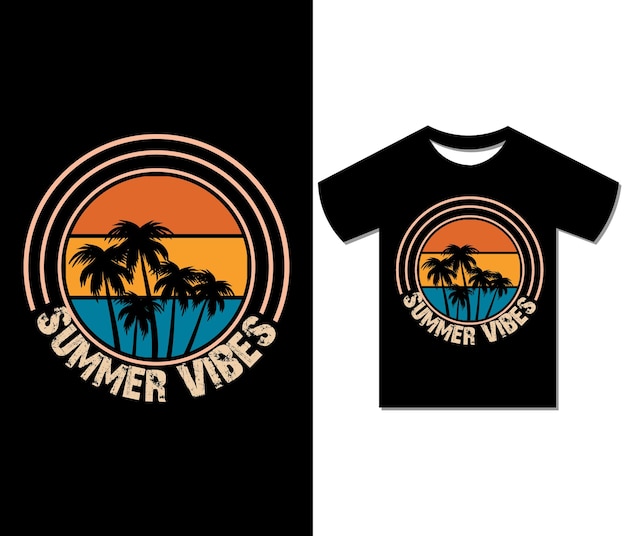 Summer Vibes Tshirt Design Modern Trendy tee art retro camiseta vector