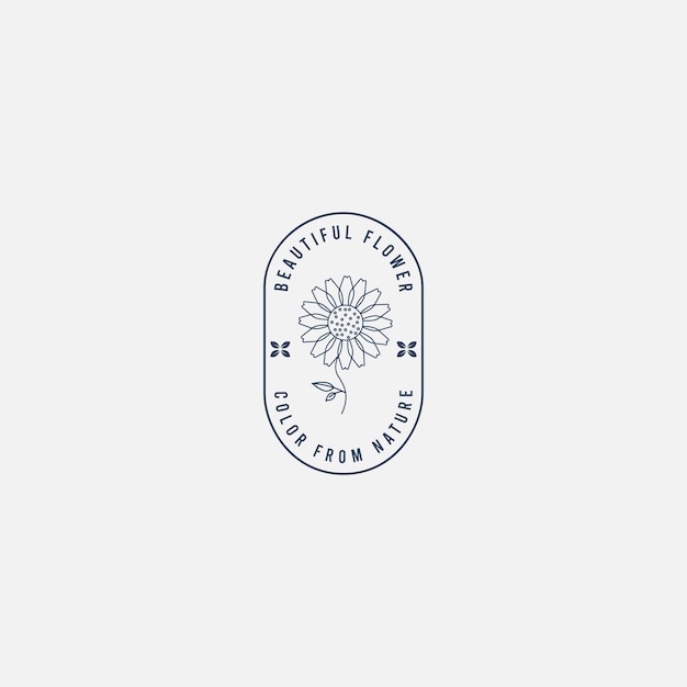 Sun flor hipster línea logotipo diseño vector gráfico ilustración icono símbolo