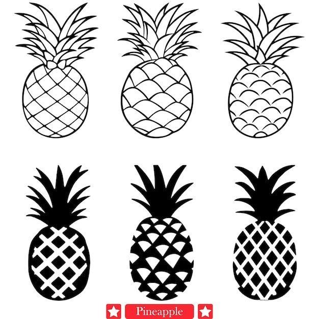 Vector sun kissed delicacy hipnotizante silueta vectorial de piña para las inspiraciones culinarias