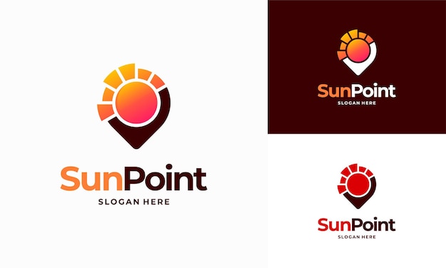 Sun point logo diseños concepto vector sun hunter spot logo plantilla icono