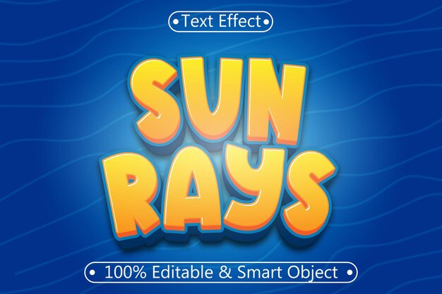 Sun Rays Editable Text Effect 3 Dimension Relieve Estilo moderno