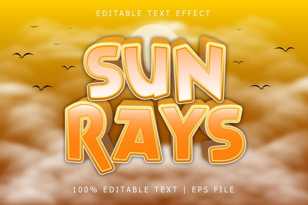 Sun Rays Editable Text Effect 3 Dimension Relieve Estilo moderno