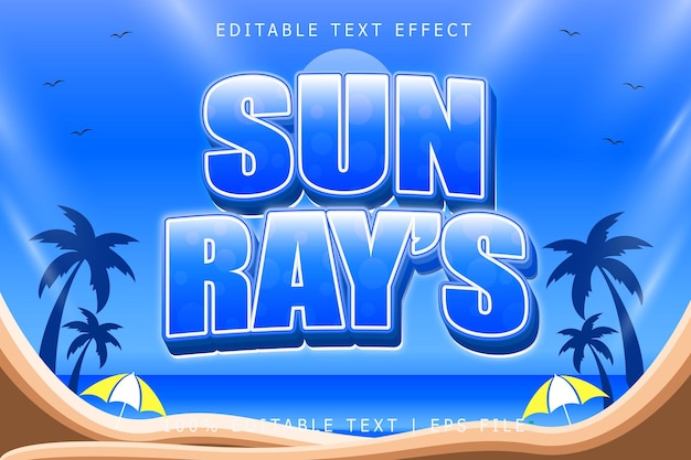 Sun Rays Editable Text Effect 3 Dimension Relieve Estilo moderno