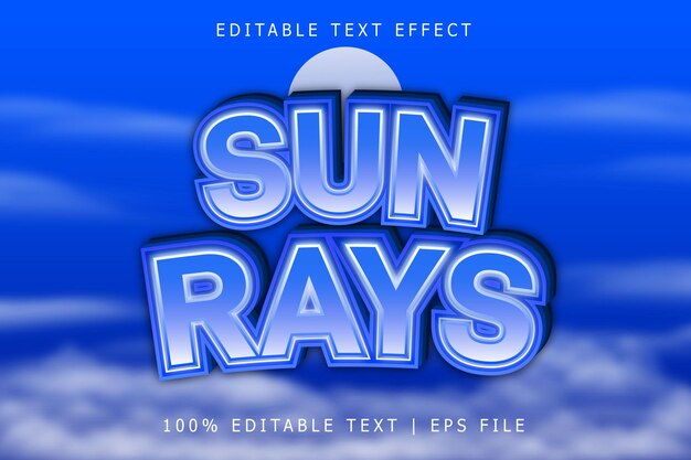 Sun rays editable text effect 3 dimension relieve estilo moderno