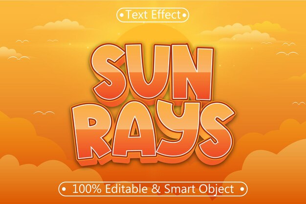 Sun Rays Editable Text Effect 3D Relieve Estilo moderno