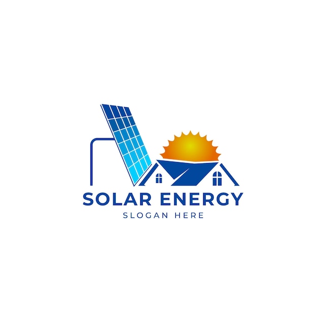 Sun solar house energy logo design clipart adecuado para negocios de tecnología solar