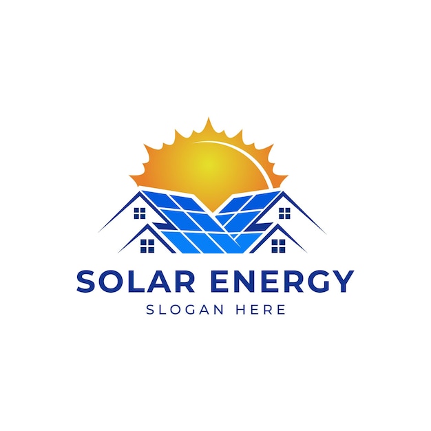 Sun solar house energy logo design clipart adecuado para negocios de tecnología solar