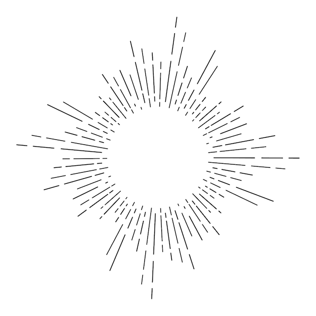 Sunburst dibujados a mano de la vendimia. Ilustración vectorial