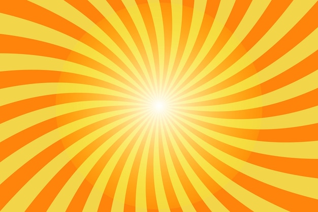 Sunburst naranja patrón fondo rayos Radial verano Banner Vector ilustración