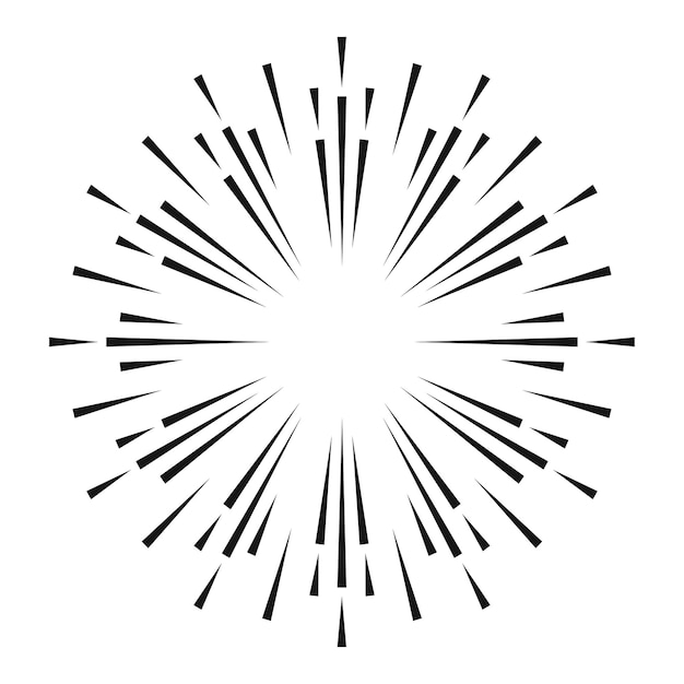 Sunburst vector línea de color negro aislado