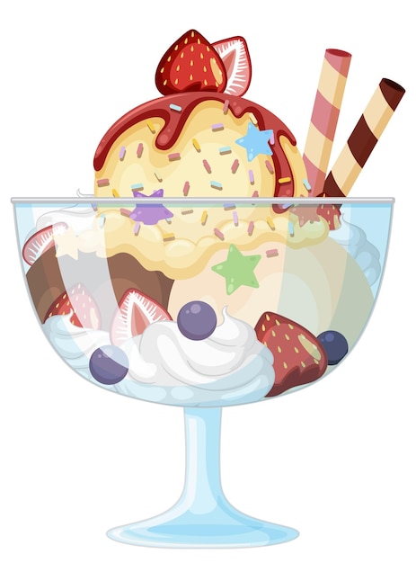 Vector sundae de helado servido en un vaso