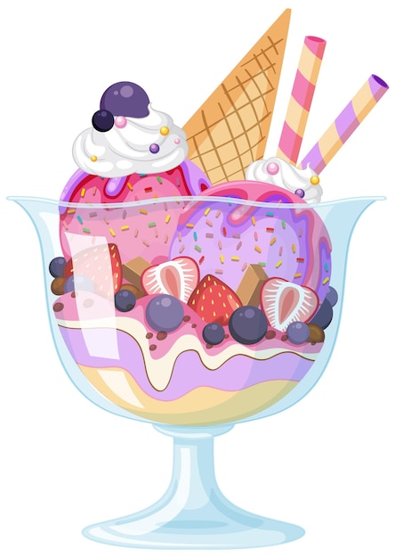 Vector sundae de helado servido en un vaso