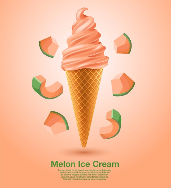 Vector sundae de melón suave