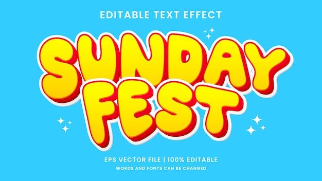 Sunday fest efecto de texto estilo retro