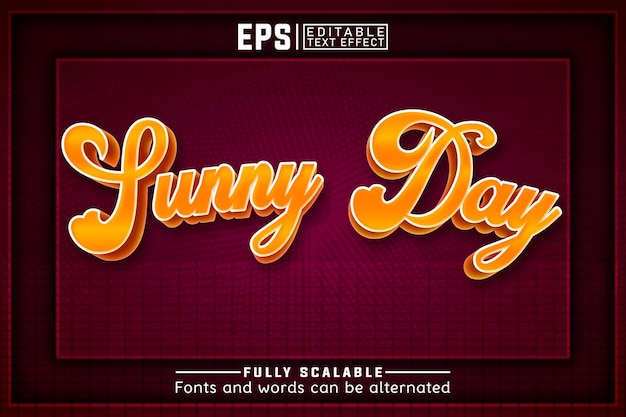 SUNNY DAY 3d Efecto de texto editable