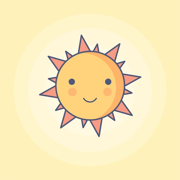 Sunny Smile Line Minimal Style Vector Illustration