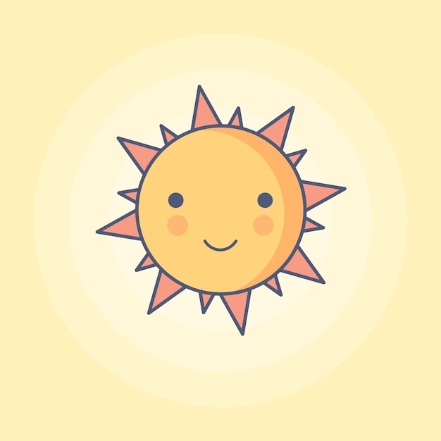 Vector sunny smile line minimal style vector illustration