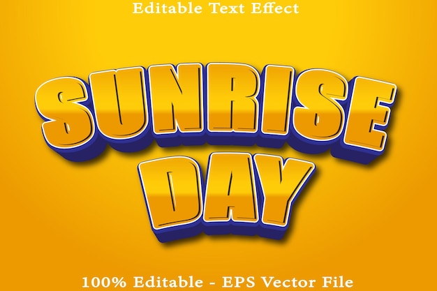 SUNRISE DAY efecto de texto editable diseño de estilo de relieve 3d