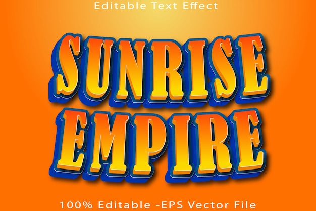 SUNRISE EMPIRE efecto de texto editable diseño de estilo de relieve 3d