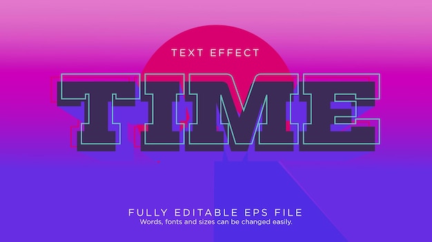 Sunset Time Retro Logo Texto Efecto Tipo de fuente