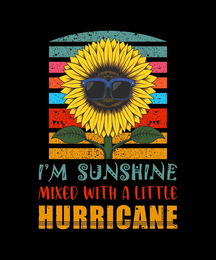 Sunshine mezclado con una camiseta de Little Hurricane.