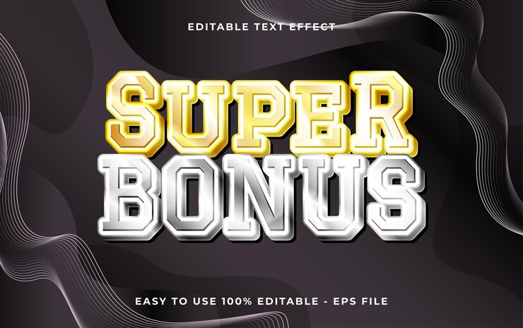 Vector super bonificación efecto de estilo de texto vectorial editable en 3d efecto de texto vectorio con concepto brillante