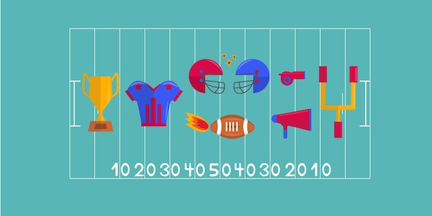 Vector super bowl vector set concepto de fútbol americano de celebración de juegos deportivos