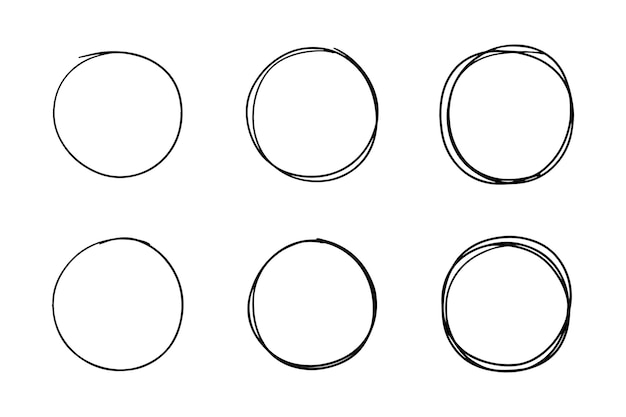Super conjunto de círculos líneas boceto dibujado a mano círculos Doodle para elementos de diseño
