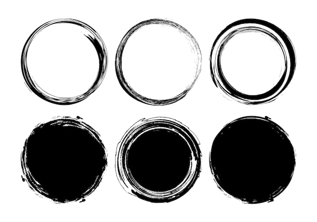 Vector súper conjunto de líneas circulares dibujadas a mano sobre un fondo blanco círculos de garabatos para elementos de diseño mensajes etiquetas de notas