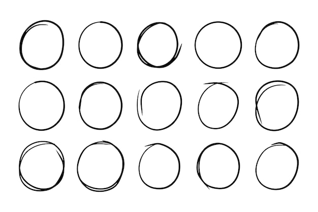 Súper conjunto de líneas de círculos Sketch círculos de Doodle dibujados a mano para elementos de diseño