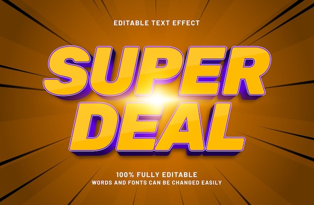 super deal efecto de texto editable en estilo de texto de descuento y promoción