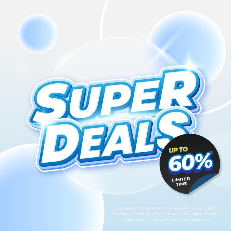 Super día de compras ofertas de descuento de ventas texto editable gradiente azul suave glassmorphism círculo banner
