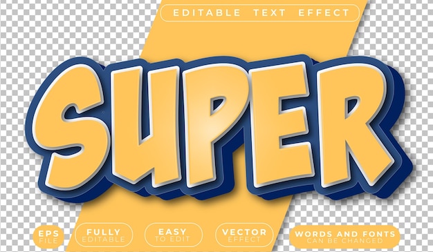 Super dibujos animados felices Super archivo de texto vectorial totalmente editable